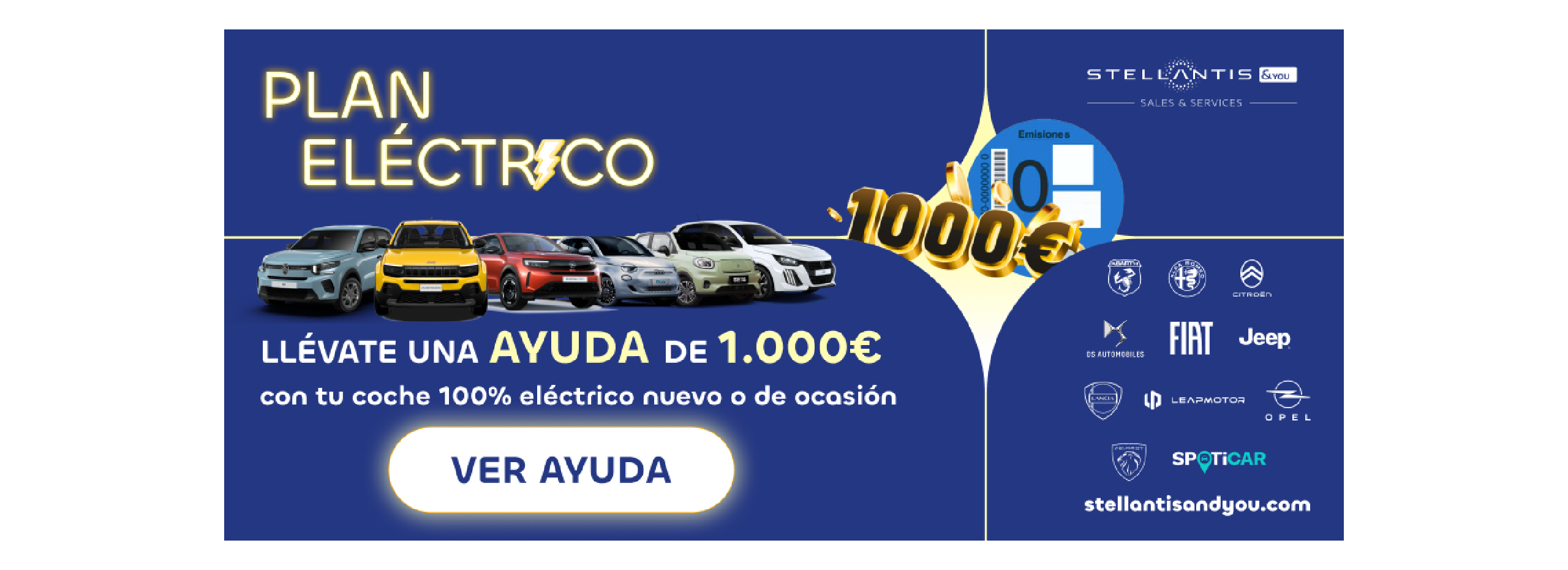 1000 € de descuento en cualquier coche eléctrico - Stellantis &You España 1000 € de descuento en cualquier coche eléctrico