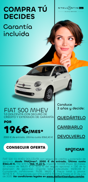 Fiat 500 desde 196 €/mes todo incluido